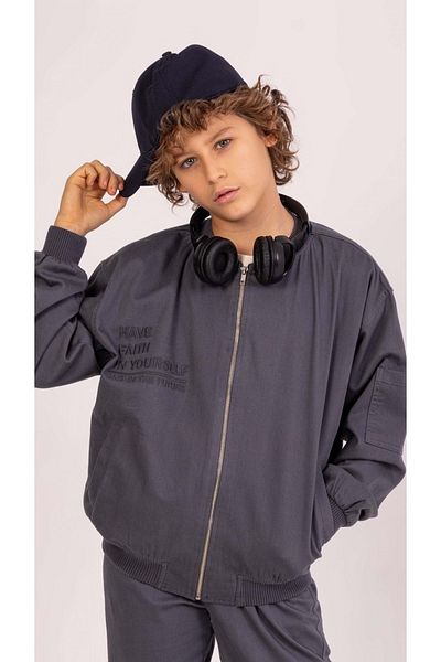 wakawakakidsstore Jachetă cu broderie pe spate, buzunare cargo și pantaloni, costum băiat