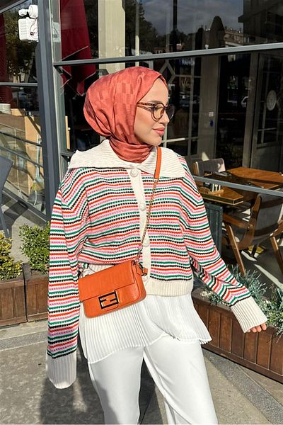 carell Betül Smoke's Choice - Brick-Colored Italian Silk Wrap