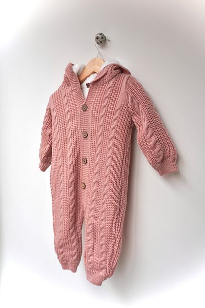 Bursa Trikomer Knitwear Whole Lamb Wool Inside Extra Soft Hair Knit Print Newborn Baby Romper