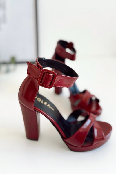POLKA STORE Pantofi de damă Gloria Cross Band cu toc înalt și gros cu platformă
