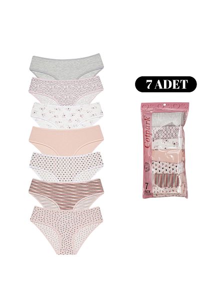 Cotpark Chiloți bikini de bază din bumbac pentru femei, pachet de 7 4106