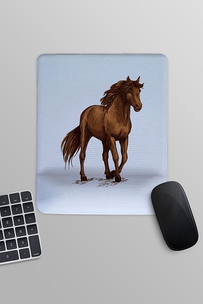 qoeuyl boutique Ilustrație Mousepad dreptunghiular imprimat cu cai cu suport pentru încheietura mâinii