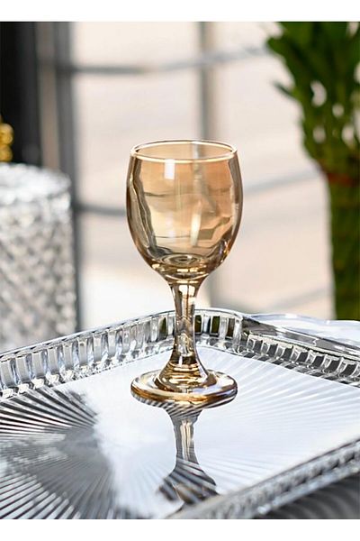 Wow Home Amber Color Set of 6 Glass Coffee Side Glasses