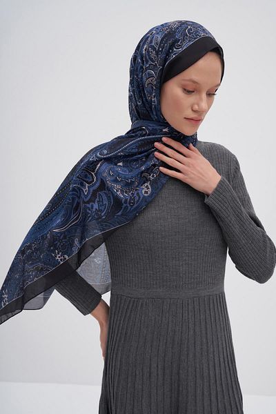 carell Diamond Navy Blue Nilla Cotton Shawl