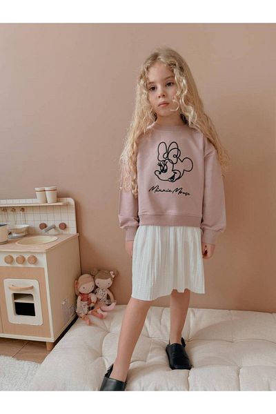 YİGİT BUTİK Rochie pentru fete din țesătură cu pliuri brodate Yigit Boutique