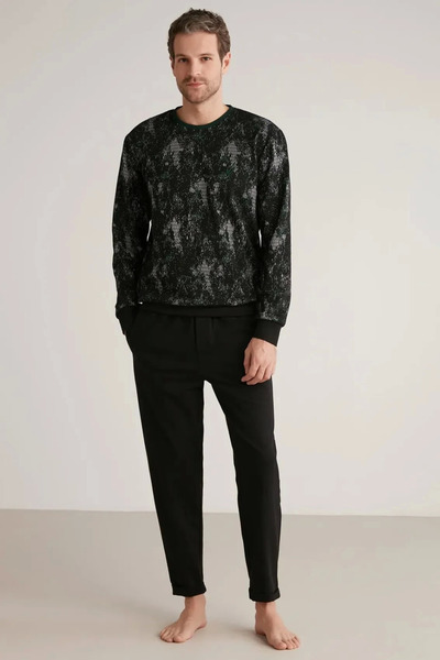 Kocabey M626 Men's Long Sleeve Round Collar Pajama Set