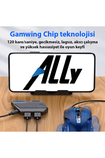 Ally Mix Elite Plus - Pubg Denetleyicisi Için Gamepad Mobil Oyun Klavye Mouse Dönüştürücü Adaptör