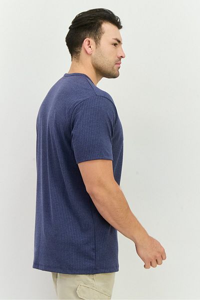 French Connection Men Round Neck Short Sleeves Textured T-Shirt, Pale Navy