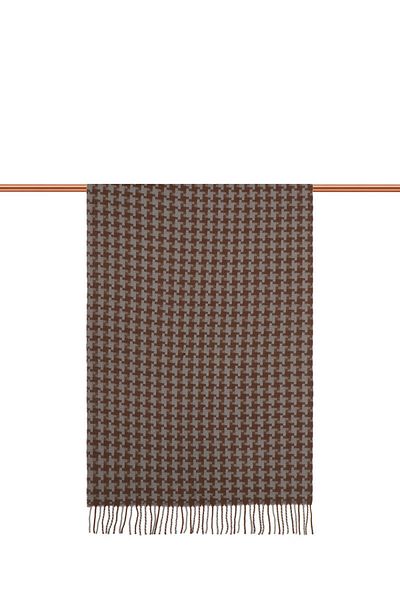 Bursa İpek Gray Houndstooth Pattern Winter Shawl