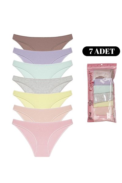 Cotpark Chiloți bikini de bază din bumbac pentru femei, pachet de 7 4107