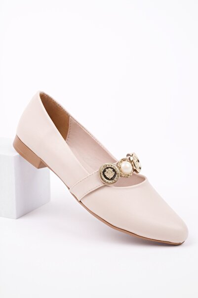 MUGGO Poena Brooch Detailed Single Strap Casual Women's Ballerinas