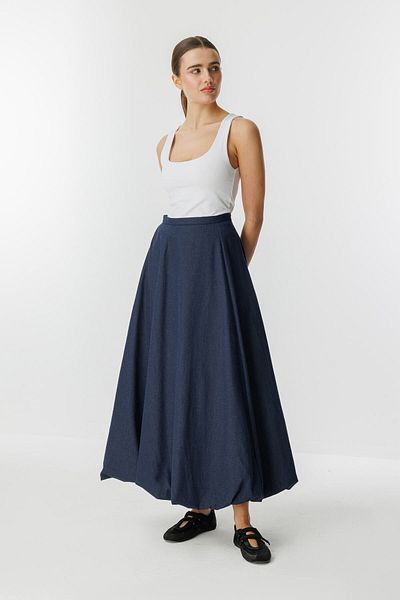 Hooopstore Τζιν με υφή μπαλόνι Navy Blue φούστα