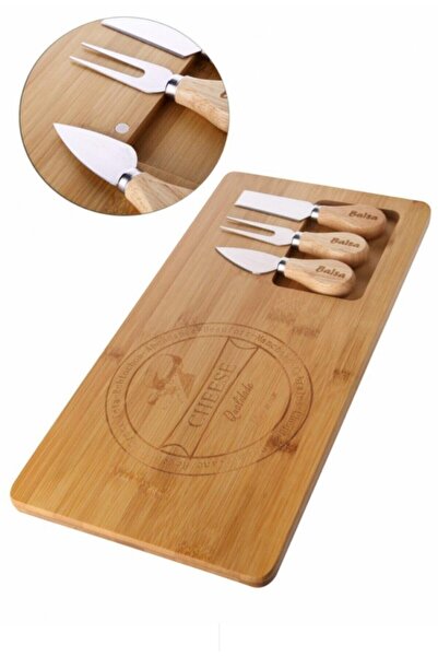 nesshomeeart Natural Bamboo Knife Cheese Presentation Set