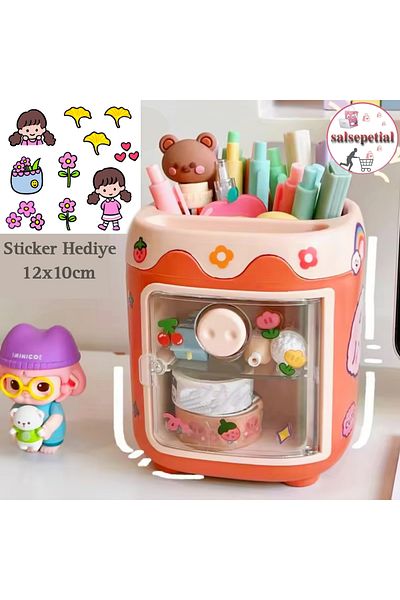 Salsepetial Kawaii Cute Pencil Case Desktop Pen Holder Kawaii Pencil Case with Lid Desk Top Organizer