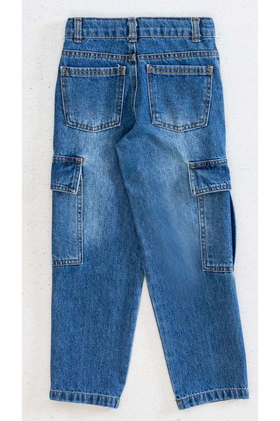 Hopi Kids Boy's Cargo Jeans - Indigo - 4-5 Years, Cargo Pocket and Adjustable Waist
