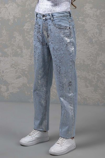 Hopi Kids Leaf Printed Adjustable Waist Girls' Jeans - Blue - 11-12 Years