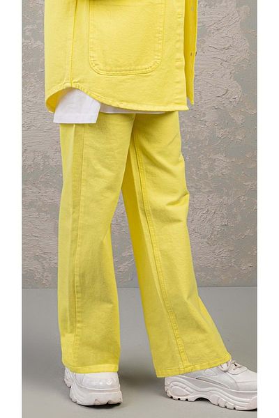 Hopi Kids Solid Color Adjustable Waist Girls' Jeans - Yellow - 13-14 Years