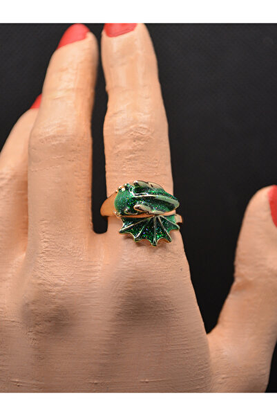 DiceLand Gotik Gümüş Yüzük – Emayeli Ejderha Tasarımlı Ayarlanabilir Yüzük Ta...