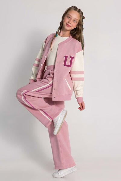 Waka Waka Girl's College Cardigan with Embroidered Front and Printed Back with Snap Closure