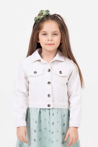Hopi Kids Button Closure Pocket Detailed Crop Crop Jacket