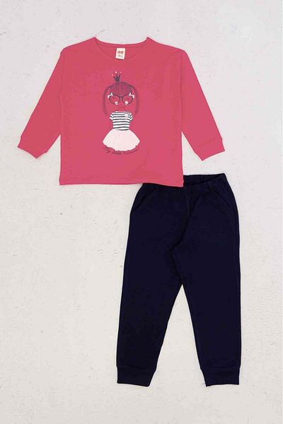ww waka waka kids store Girl's Front Printed Pajama Set with Elastic Legs - Fuji - 7-8 Years