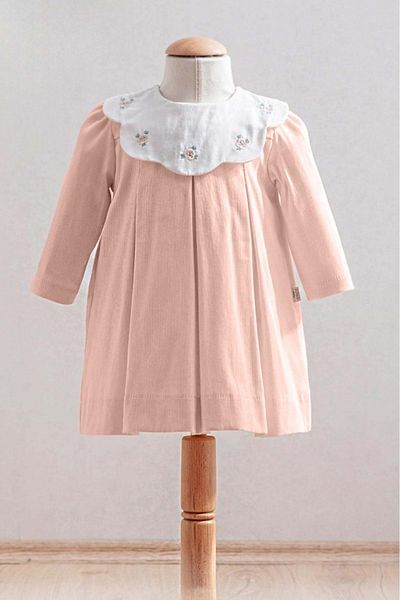 Waka Waka Corduroy Baby Girl Dress with Flower Embroidery on the Collar
