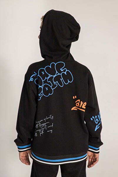 Waka Waka Front Back Printed Boys' Cardigan with Snap Closure