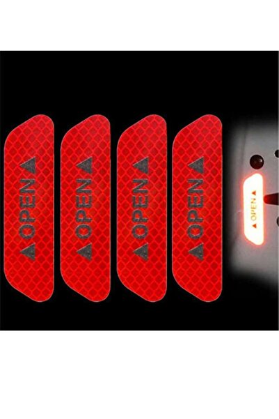 Yıldız İzi Kırmızı Araç Açık Kapı Uyarı Reflektörü 4 Parça Uyarı ikaz Stickeri