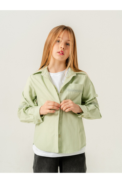GİYİCEM TEKSTİL Devojčica, džepna košulja od Čipka dela T-shirt dupli set 1803