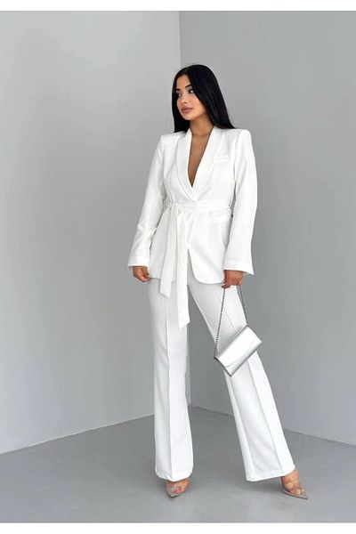 Ekim Store Double Belted Blazer Jacket Pants Set