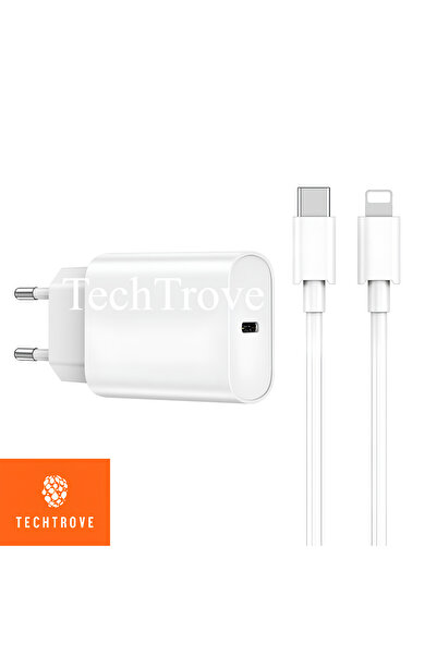 TechTrove Type C-Lightning 20 W Hızlı Şarj Adaptörü ve Kablosu İphone Samsung...