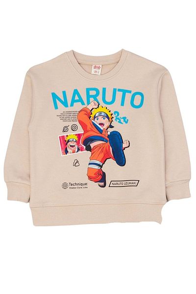 ww waka waka kids store Front Naruto Printed Sweatpants Elastic Leg Suit - Beige - 4-5 Years