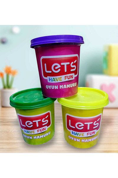 Lets Neon Play Dough Set of 3 3X150 Gr. Neon Purple Neon Green Neon Yellow