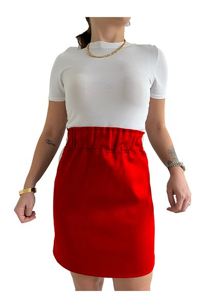 Viva Vogue Elastic Waist Gabardine Fabric Mini Skirt
