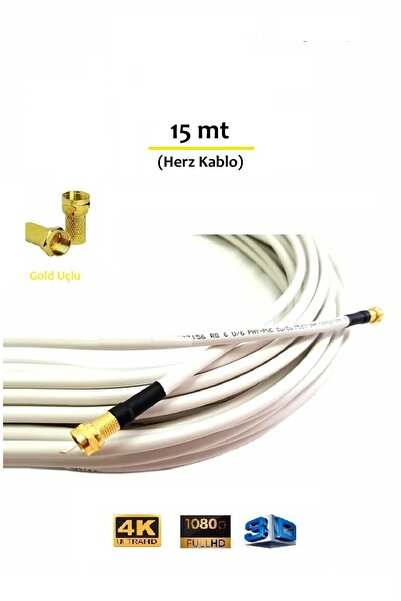 ANKTEK Hazır Gold Uçlu Herz Rg6/U4 Uydu Anten Kablosu 4K Full HD "Hazır Tak K...