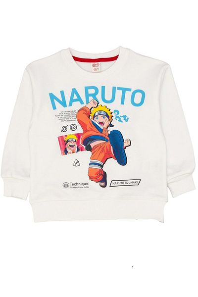 wakawakakidsstore Trening cu imprimeu Naruto pe față Set de pantaloni elastici - Ecru - 4-5 ani