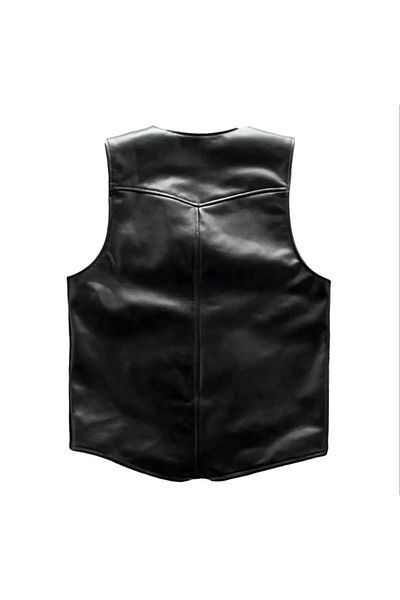 NYC GİYİM TEKSTİL Prof Model Zik Genuine Lambskin Slim Fit Vest