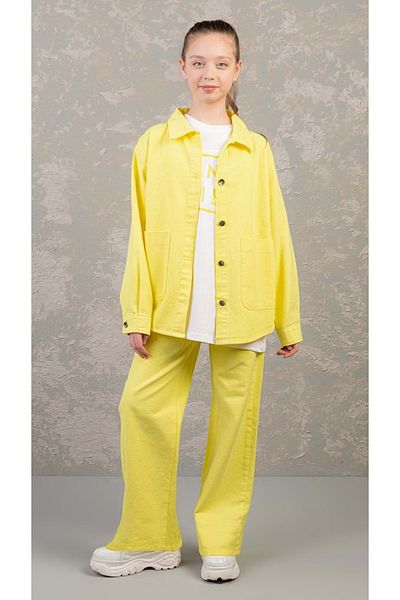 Hopi Kids Solid Color Adjustable Waist Girls' Jeans - Yellow - 13-14 Years