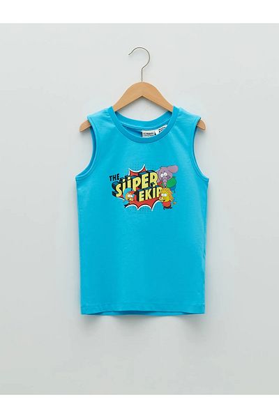 LC Waikiki LCW Kids الأبيض طاقم الرقبة Kral Şakir مطبوعة الأولاد القميص القصير والسباحة القصيرة