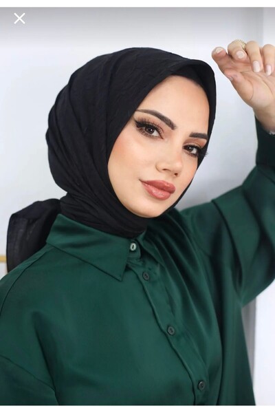 Trablus Tesettür Kadın Bambu Kraş Eşarp Siyah