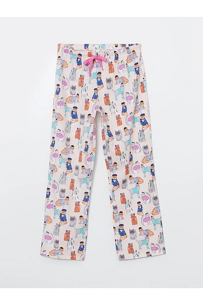 LC Waikiki LCW DREAM Pantaloni de pijama pentru femei cu model roz cu talie elastică