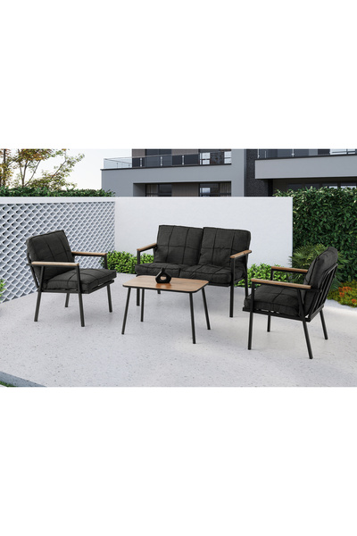 Viento Mobilya Heves Çay Seti Siyah Metal İskelet Balkon, Mutfak, Bahçe Kış K...