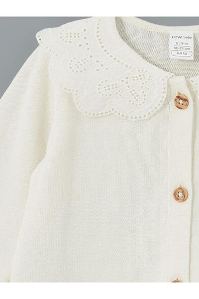 LC Waikiki Baby Collar Openwork Baby Girl Knitwear Cardigan