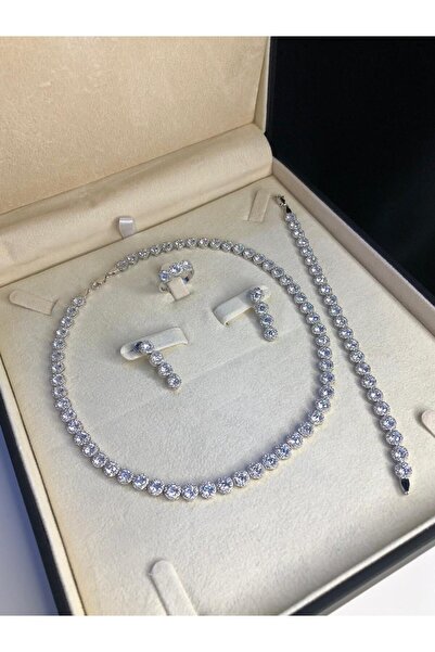 vogutima Kadın Gümüş Takı Seti - Serap Yuvarlak Model • Işıklı Kutuda • Düğün...