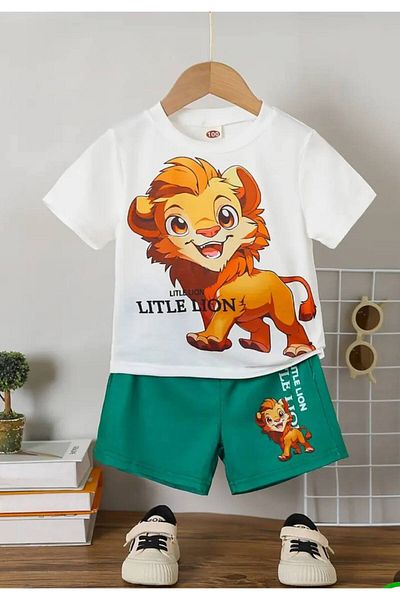 MİLANO KİDS Boy's Summer Lion King Shorts Bottom Top Suit
