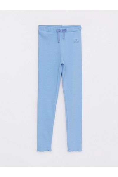 LC Waikiki Leggings din bumbac pentru fete cu talie elastică și detaliu de broderie (S2)