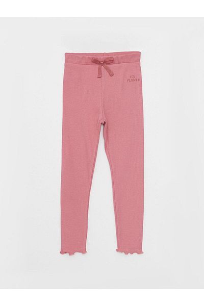 LC Waikiki Leggings din bumbac pentru fete cu talie elastică și detaliu de broderie (S2)