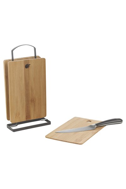 ALLEGRI Bamboo Cutting Board Presentation Board with 4 Metal Stands