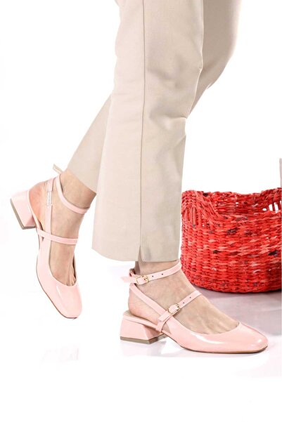 oyyo EPTC-Mary Jane Dar Kalıp Pembe Rugan Vintage Kare Küt Burunlu Kalın Topuklu ayakkabı