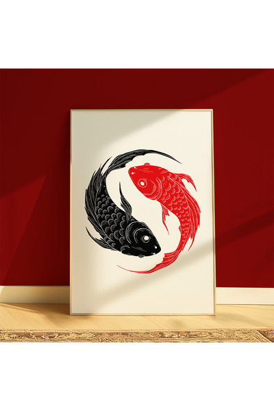 DES VU PRINT Yin Yang Poster, Balık Yin Yang Çerçevesiz Poster